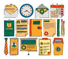 Office supplies Illustration Set. Perfect for employee office supplies illustration. vector