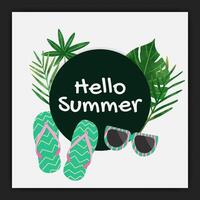 Watercolor tropical summer season social media post template vector