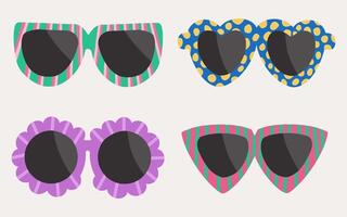 Set of sunglasses summer elements vector