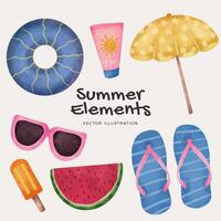 Hand drawn summer elements vector