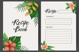 Recipe book with tropical flowers elements vector