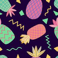 colorful pineapple summer seamless pattern vector