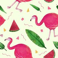 Summer beach with flamingo seamless pattern vector