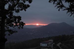 sunset in the mountains of spain photo