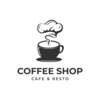 coffee with chef hat logo design vector