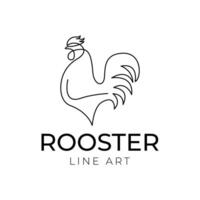 rooster monoline outline logo icon illustration vector