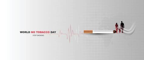 Concept of no smoking and World No Tobacco Day with lung and cigarette. World No Tobacco Day with family and no smoking. design. vector