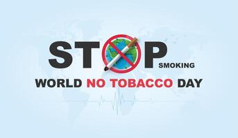 World no tobacco day, a concept for stop smoking. heart bit line and cigarette. dangers of smoking. smoking effect on lung with people around and family. design. vector