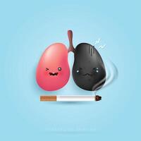 Cartoon lungs is hurt and sad unhealthy Infected lungs affects health. health care, hospital. cartoon character style. design. vector