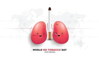 concepto de No de fumar y mundo No tabaco día con pulmón y cigarrillo. mundo No tabaco día con familia y No de fumar. diseño. vector