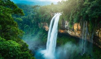 Beautiful waterfall in the rainforest photo