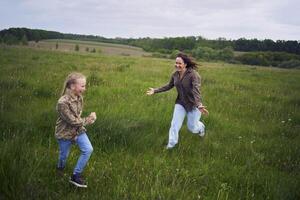 mother plays catch up with her daughters photo