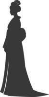 silueta independiente japonés mujer vistiendo kimono negro color solamente vector