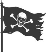 silueta pirata bandera con un cráneo y tibias cruzadas negro color solamente vector