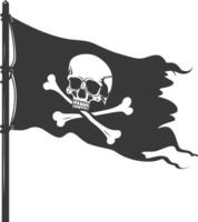 silueta pirata bandera con un cráneo y tibias cruzadas negro color solamente vector