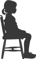 Silhouette little girl sitting in the chair black color only vector