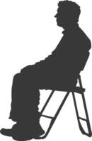 Silhouette man sitting in the chair black color only vector