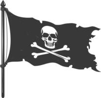 silueta pirata bandera con un cráneo y tibias cruzadas negro color solamente vector