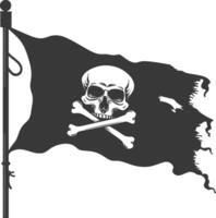 silueta pirata bandera con un cráneo y tibias cruzadas negro color solamente vector