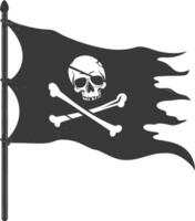 silueta pirata bandera con un cráneo y tibias cruzadas negro color solamente vector