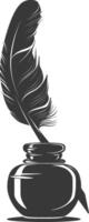 Silhouette quill in inkwell black color only vector