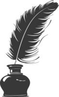 Silhouette quill in inkwell black color only vector