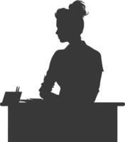 Silhouette receptionist in action full body black color only vector