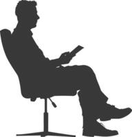 Silhouette psychologist in action full body black color only vector