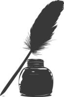 Silhouette quill in inkwell black color only vector