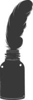 Silhouette quill in inkwell black color only vector