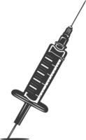 Silhouette medical syringe black color only vector