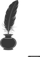 Silhouette quill in inkwell black color only vector