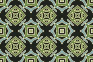 Motif folklore pattern Seamless Bandana print silk Motif embroidery, Ikat embroidery Design for Print pattern vintage flower folk navajo patchwork pattern vector