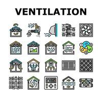 air ventilation cold fan icons set vector