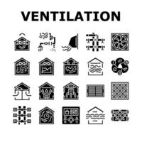 air ventilation cold fan icons set vector