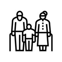 family elderly leisure line icon illustration vector