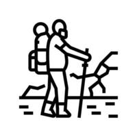 hiking elderly leisure line icon illustration vector