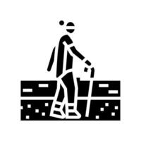 walking elderly leisure glyph icon illustration vector