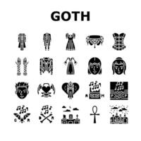 goth subculture punk gothic y2k icons set vector