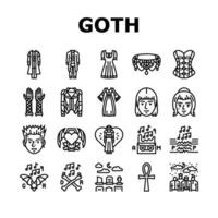 goth subculture punk gothic y2k icons set vector