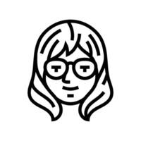 otaku mujer avatar línea icono ilustración vector