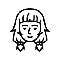 mujer otaku avatar línea icono ilustración vector