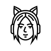 mujer avatar otaku línea icono ilustración vector