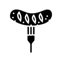 tenedor salchicha carne glifo icono ilustración vector