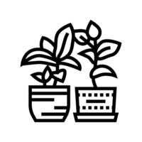 interior plantas urbano jardinería línea icono ilustración vector