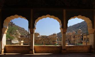 Galta temple also known as the monkey temple, jaipur, india photo