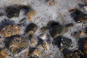 sea, foam, water, pebbles, waves, beach photo