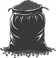 Silhouette sack of raw coffee beans black color only vector