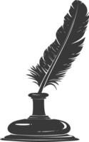 Silhouette quill in inkwell black color only vector