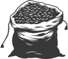 Silhouette sack of raw coffee beans black color only vector